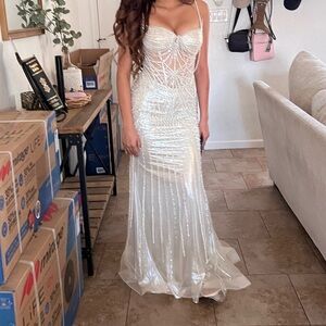 Stunning White Beaded Gown